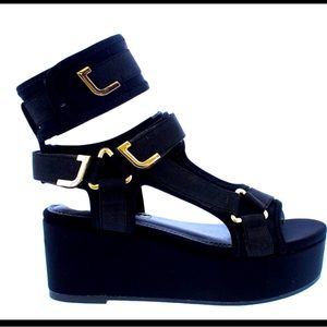 Black Wedge Sandals